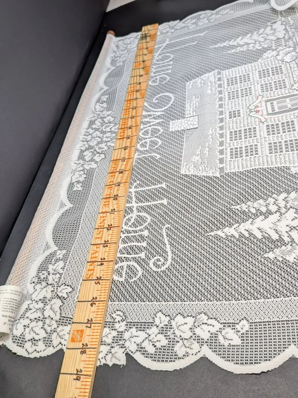 NWT Heritage Lace Home Sweet Home Wall Hanging Curtain White Wreath 29x19